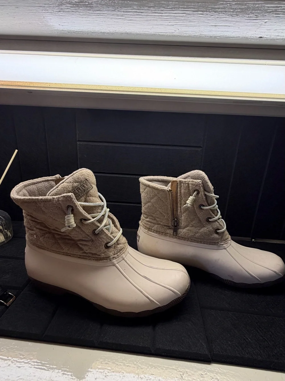 Sperry Women's Quilted Light Beige Winter Duck Boots